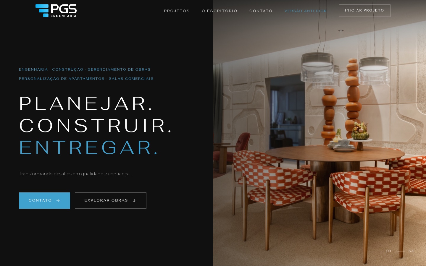 Site da PGS Engenharia — planejar, construir, entregar